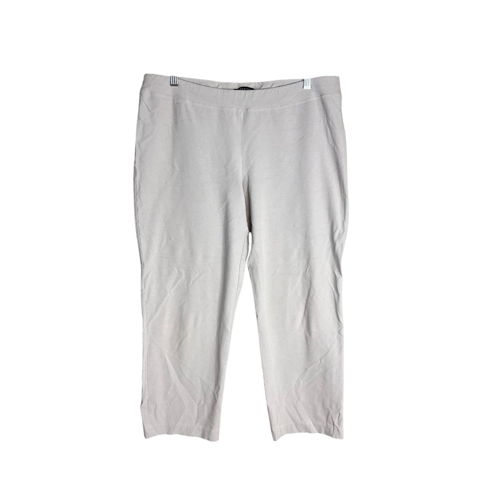 Eileen Fisher Washable Crepe Pull On Crop Pant Size L Light Gray Stretch Travel
